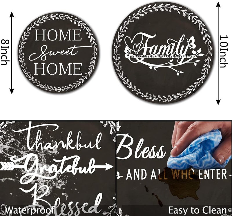 Tucocoo 4 Pieces Family Round Stove Burner Covers Set,2 Pieces 8 Inches and 2 Pieces 10 Inches,Black Gas Stove Burner Covers,Electric Stove Burner Covers,Home Sweet Home Metal Stove Burner Cover Kits - Image 2